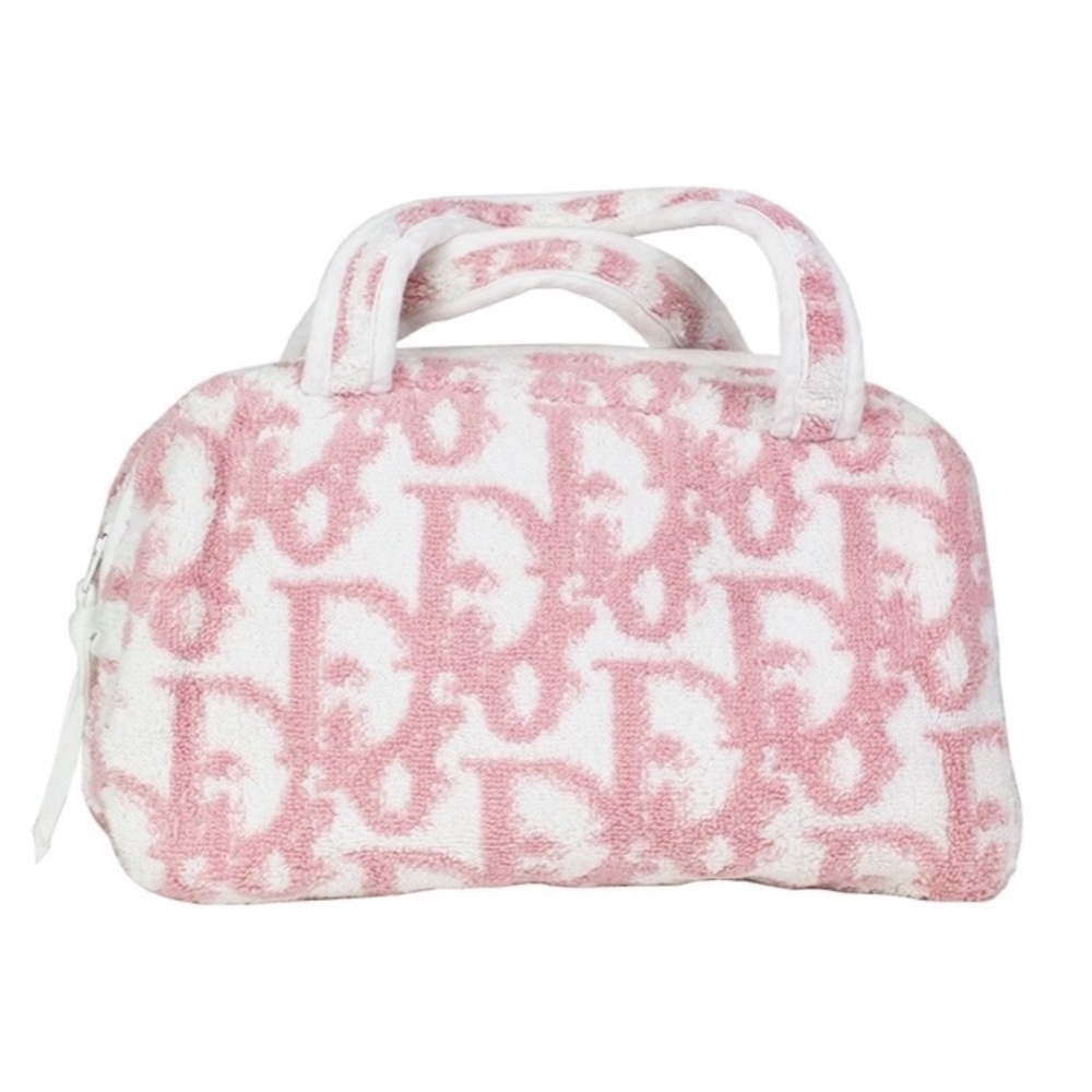 SOLD CHRISTIAN DIOR Vintage Y2K Pink & Ivory Terry Cloth Trotter Monogram Mini - Picture 2 of 11
